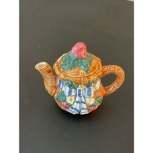 Vintage Strawberry Themed Teapot Trinket Holder